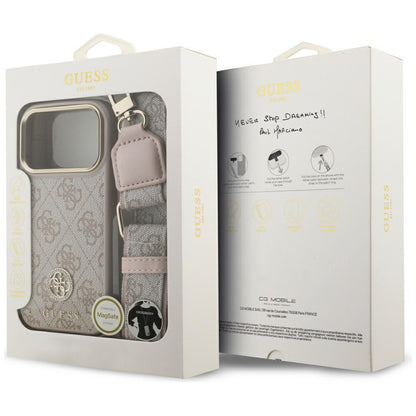 Θήκη για Apple iPhone 17 Pro, Guess, 4G Strass Logo and Big Strap, Ροζ