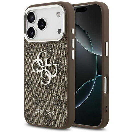 Θήκη για Apple iPhone 17 Pro, Guess, Big 4G Logo Classic, Καφέ Ασημί
