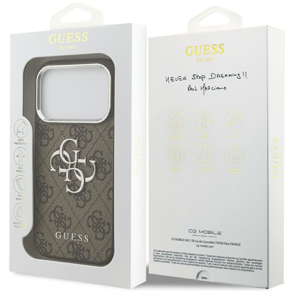Θήκη για Apple iPhone 17 Pro, Guess, Big 4G Logo Classic, Καφέ Ασημί