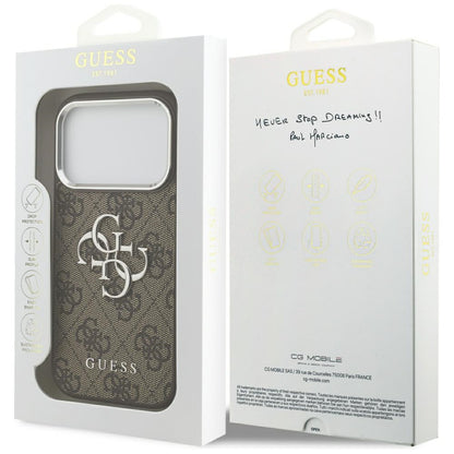 Θήκη για Apple iPhone 17 Pro, Guess, Big 4G Logo Classic, Καφέ Ασημί
