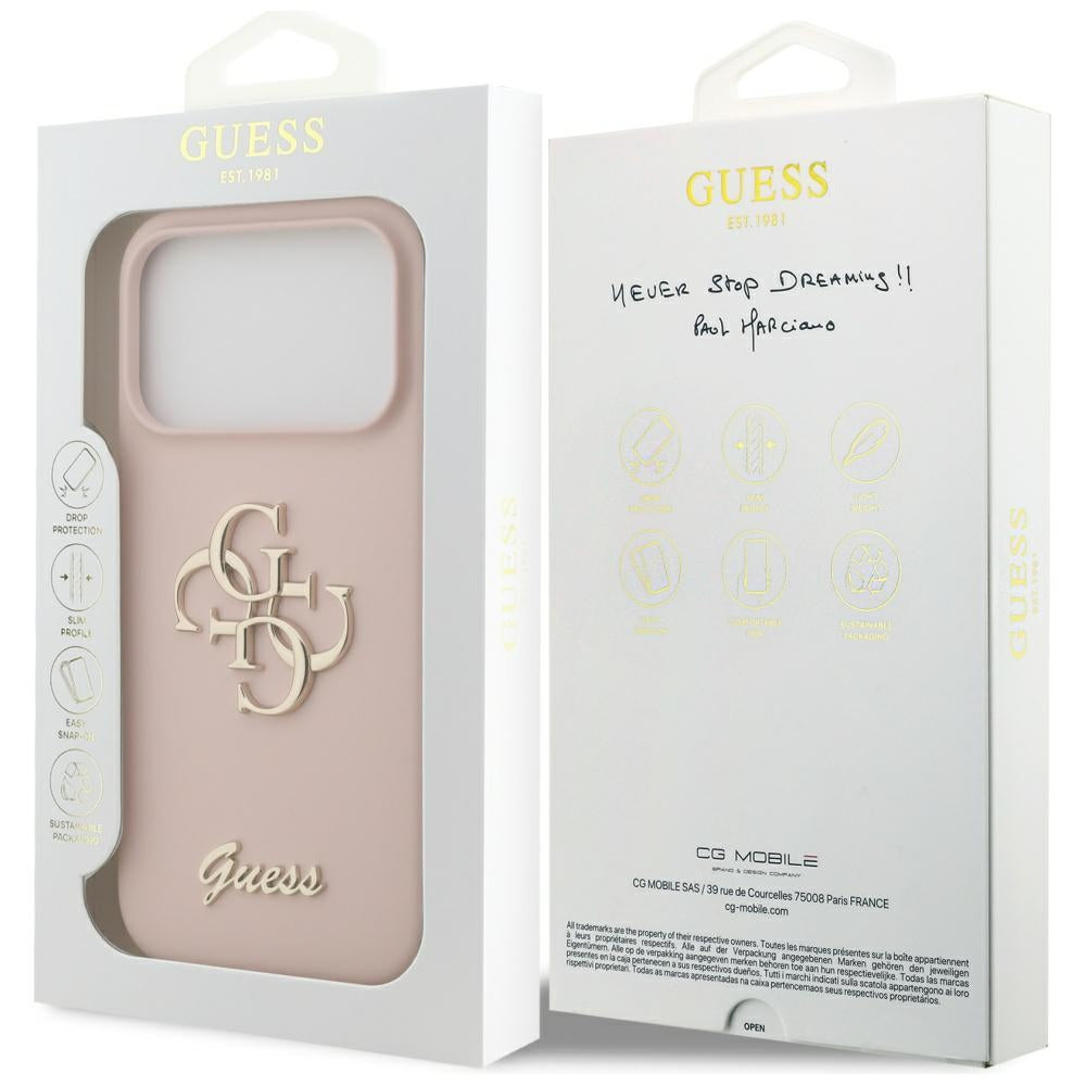 Θήκη για Apple iPhone 17 Pro, Guess, Big 4G Script, Ανοιχτό Ροζ