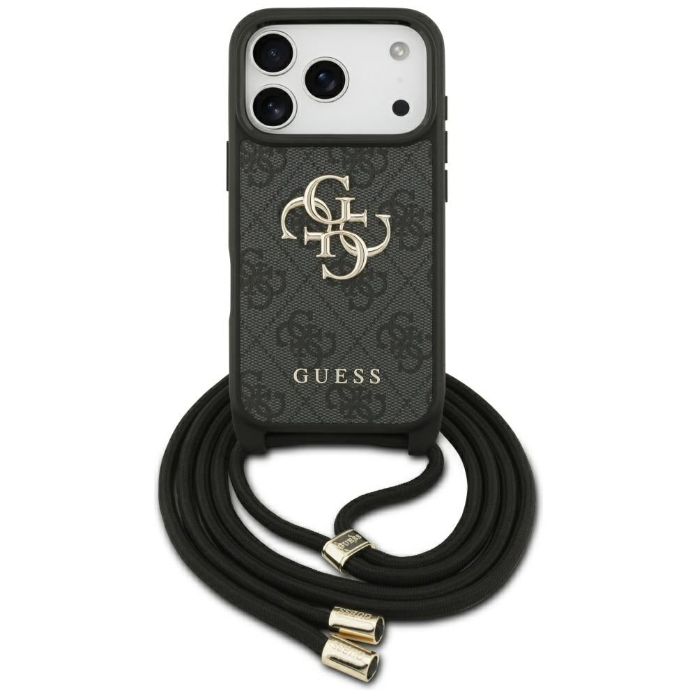 Θήκη για Apple iPhone 17 Pro, Guess, Crossbody Cord 4G Big Log, Μαύρη