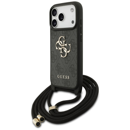 Θήκη για Apple iPhone 17 Pro, Guess, Crossbody Cord 4G Big Log, Μαύρη