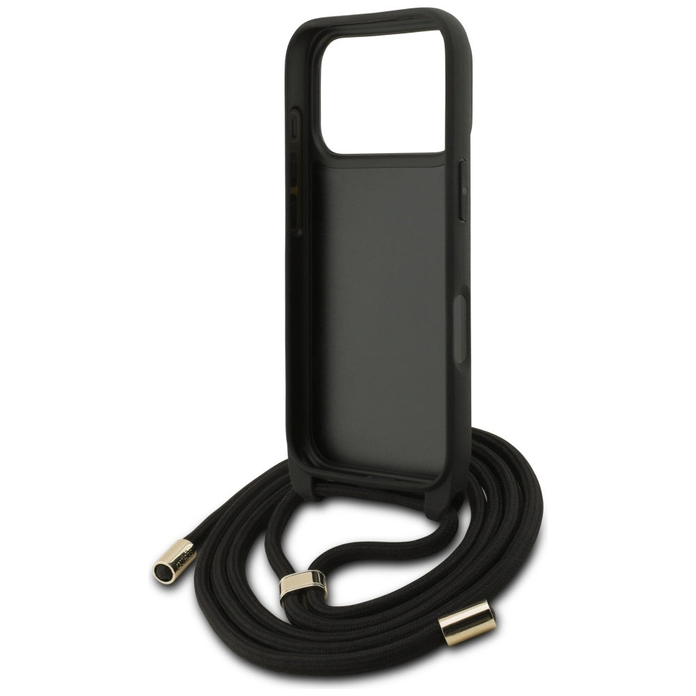 Θήκη για Apple iPhone 17 Pro, Guess, Crossbody Cord 4G Big Log, Μαύρη