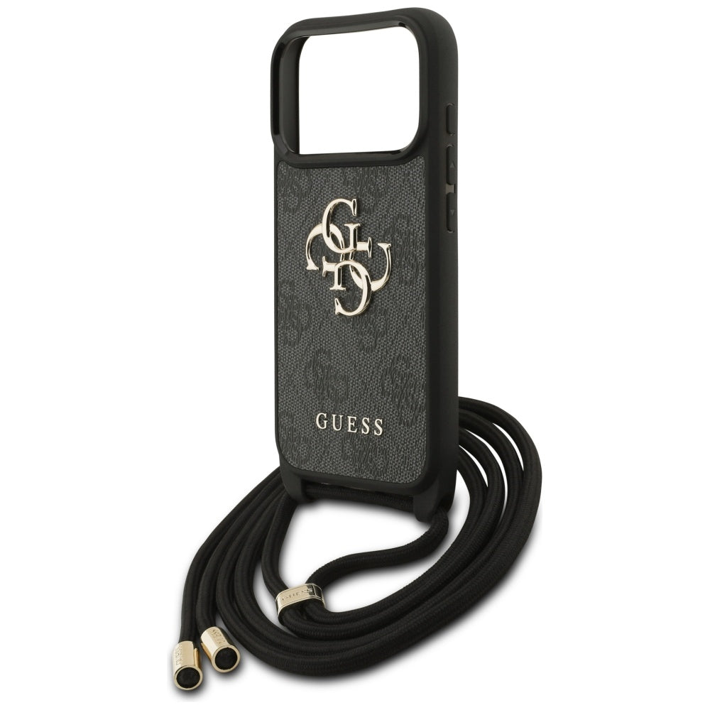 Θήκη για Apple iPhone 17 Pro, Guess, Crossbody Cord 4G Big Log, Μαύρη