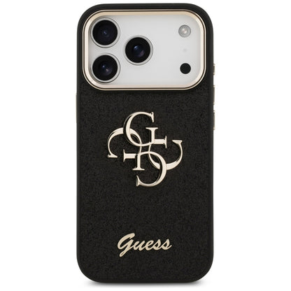 Θήκη για Apple iPhone 17 Pro, Guess, Fixed Glitter Big 4G Metal Frame, Μαύρη