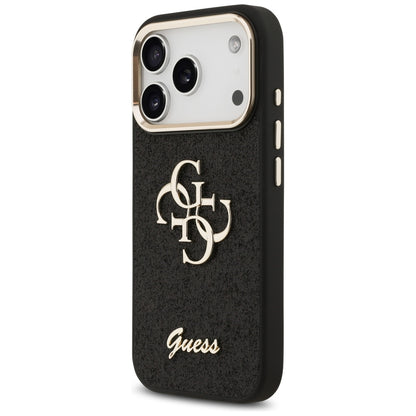Θήκη για Apple iPhone 17 Pro, Guess, Fixed Glitter Big 4G Metal Frame, Μαύρη