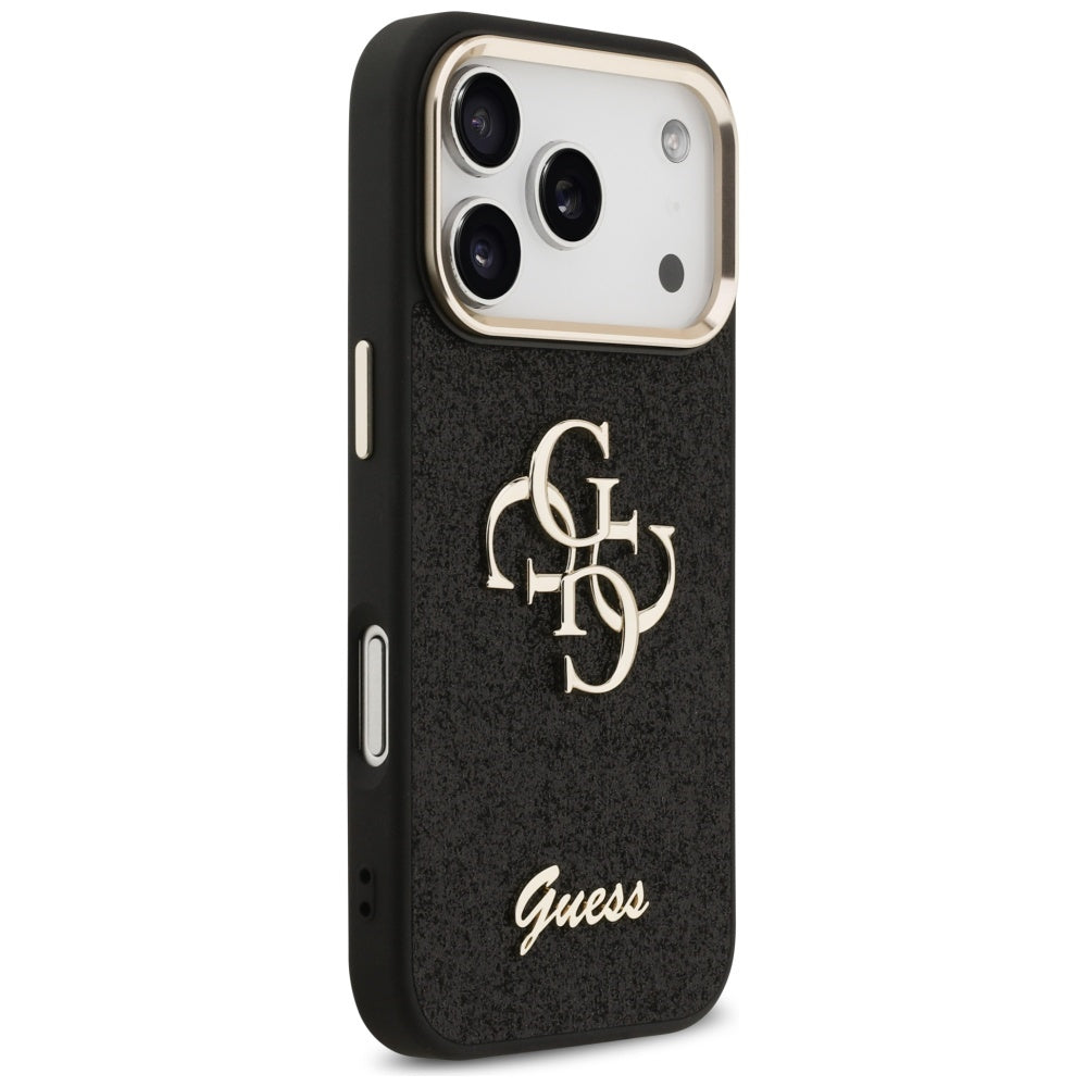 Θήκη για Apple iPhone 17 Pro, Guess, Fixed Glitter Big 4G Metal Frame, Μαύρη