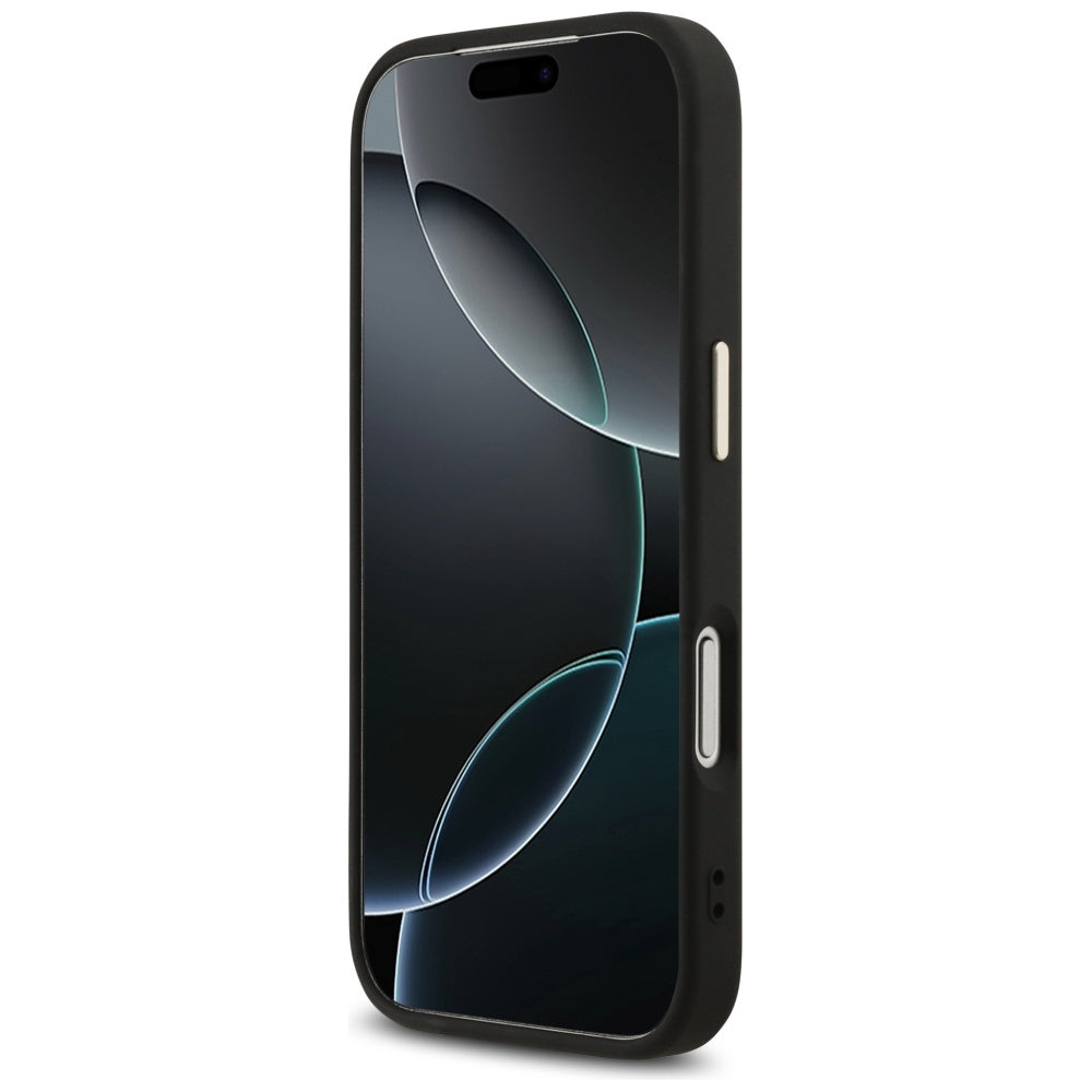 Θήκη για Apple iPhone 17 Pro, Guess, Fixed Glitter Big 4G Metal Frame, Μαύρη