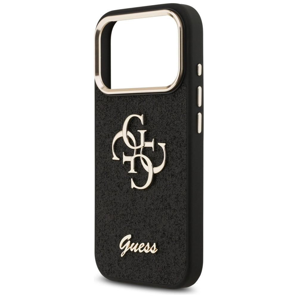 Θήκη για Apple iPhone 17 Pro, Guess, Fixed Glitter Big 4G Metal Frame, Μαύρη