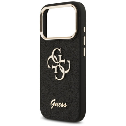 Θήκη για Apple iPhone 17 Pro, Guess, Fixed Glitter Big 4G Metal Frame, Μαύρη
