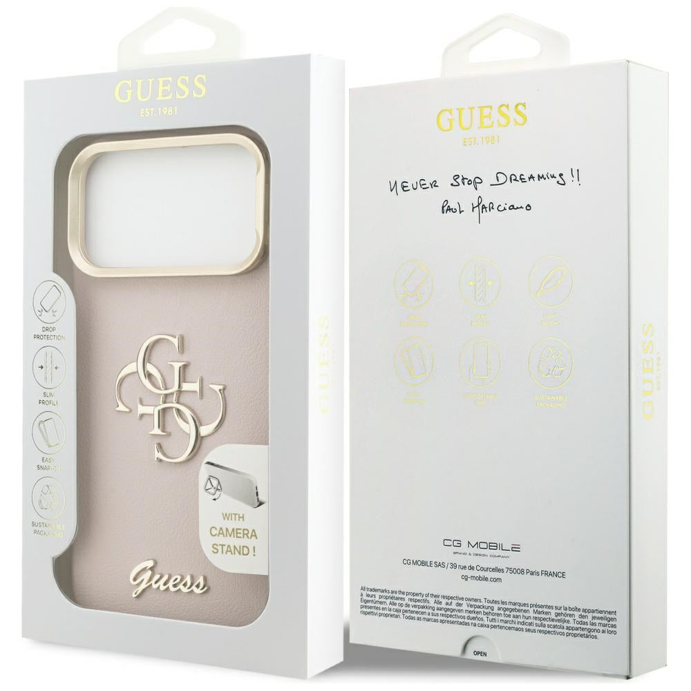 Θήκη για Apple iPhone 17 Pro, Guess, Grained Big 4G Stand Camera, Ροζ