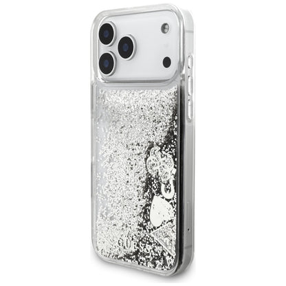 Θήκη για Apple iPhone 17 Pro, Guess, Liquid Glitter Charms, Ασημί