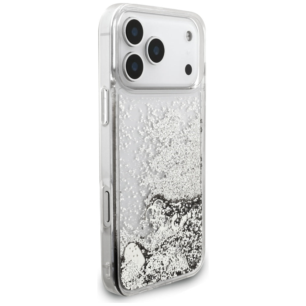 Θήκη για Apple iPhone 17 Pro, Guess, Liquid Glitter Charms, Ασημί