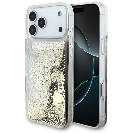 Θήκη για Apple iPhone 17 Pro, Guess, Liquid Glitter Charms, Χρυσή