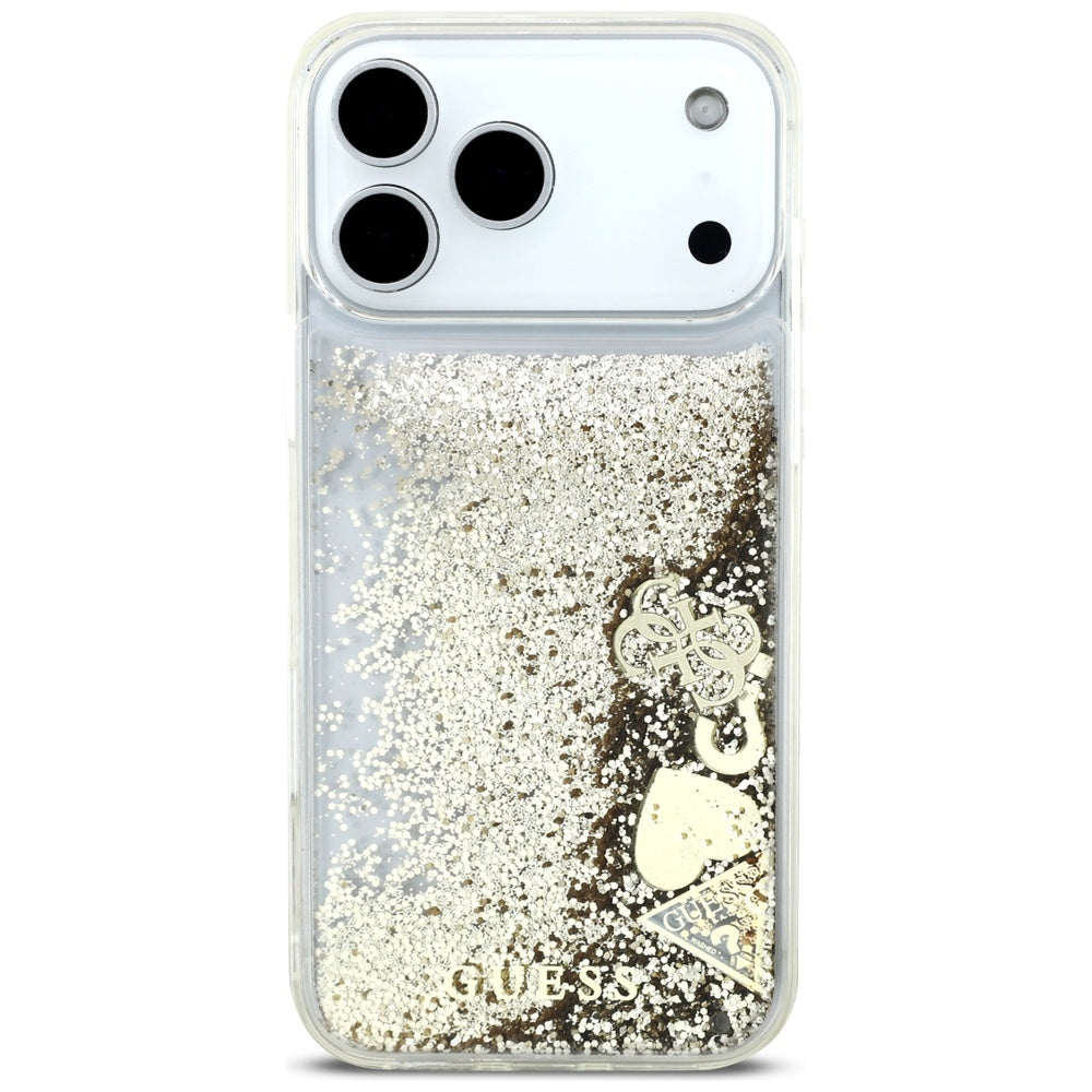 Θήκη για Apple iPhone 17 Pro, Guess, Liquid Glitter Charms, Χρυσή