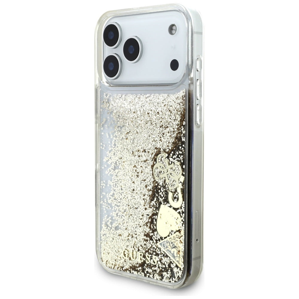 Θήκη για Apple iPhone 17 Pro, Guess, Liquid Glitter Charms, Χρυσή