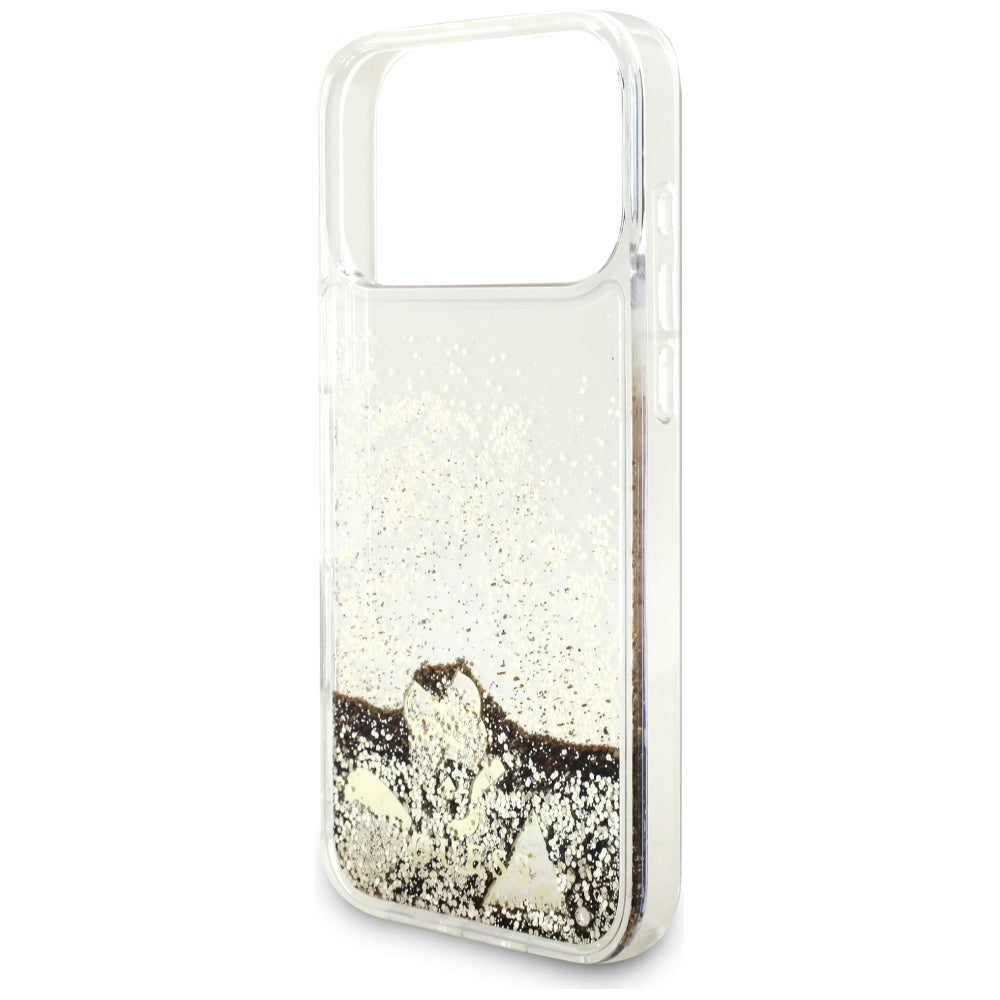 Θήκη για Apple iPhone 17 Pro, Guess, Liquid Glitter Charms, Χρυσή