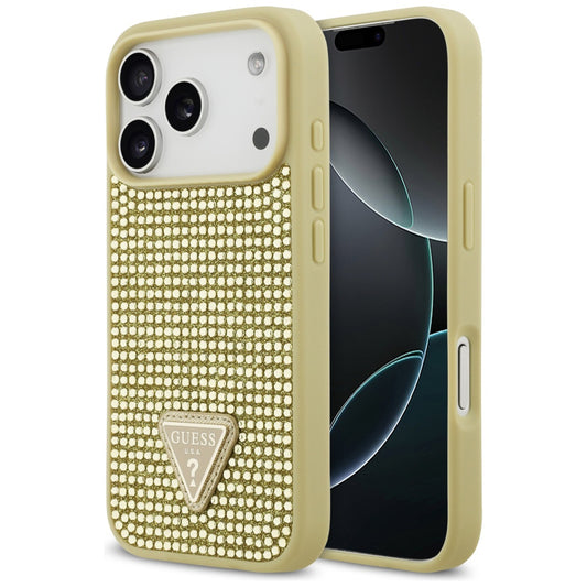 Θήκη για Apple iPhone 17 Pro, Guess, Rhinestone Triangle Logo, Χρυσή