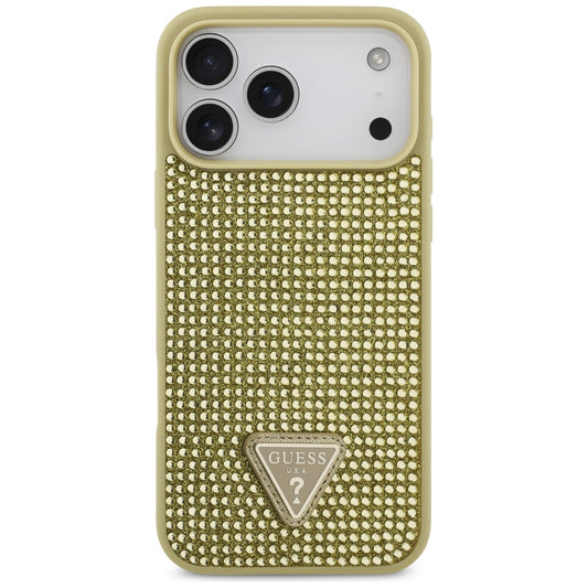 Θήκη για Apple iPhone 17 Pro, Guess, Rhinestone Triangle Logo, Χρυσή
