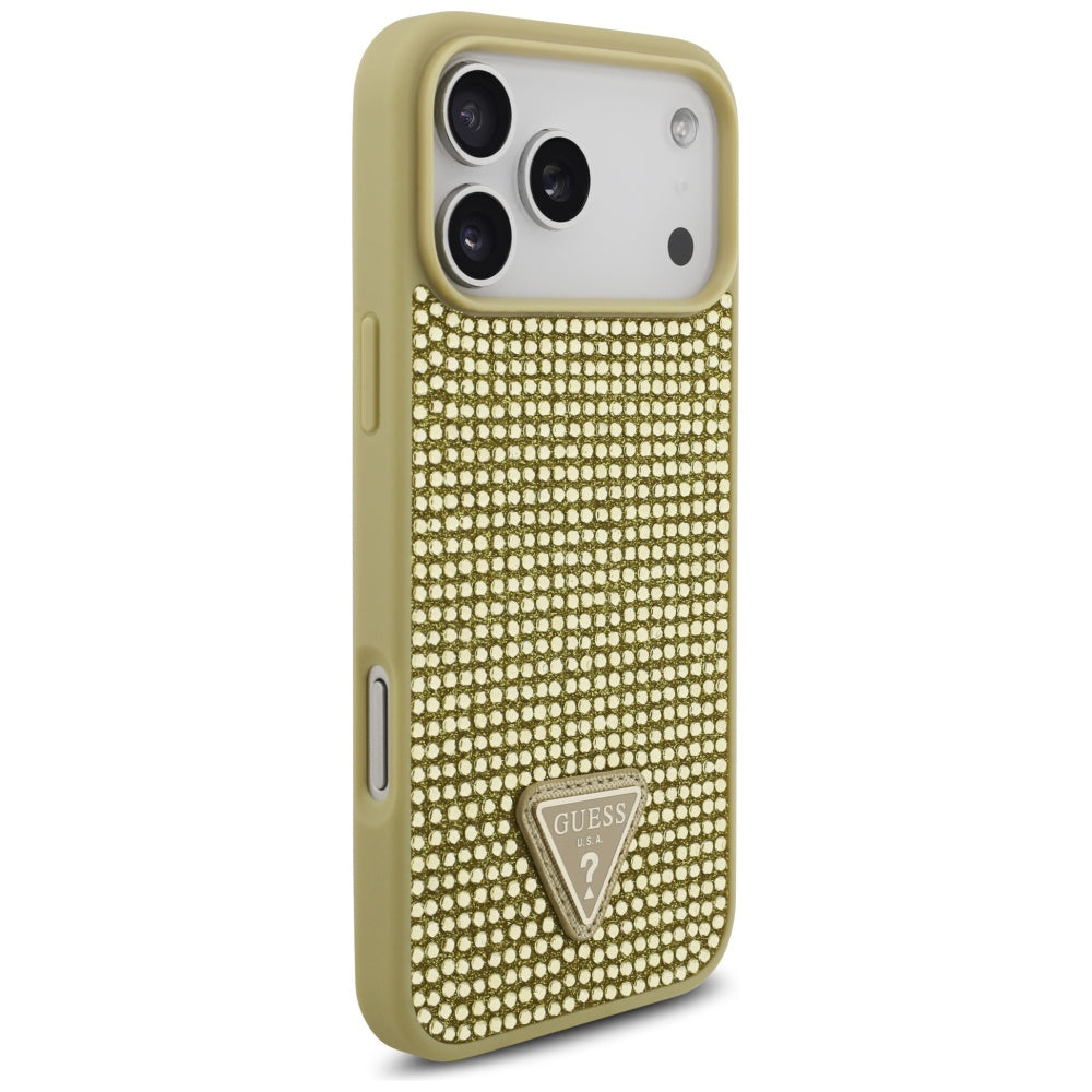 Θήκη για Apple iPhone 17 Pro, Guess, Rhinestone Triangle Logo, Χρυσή