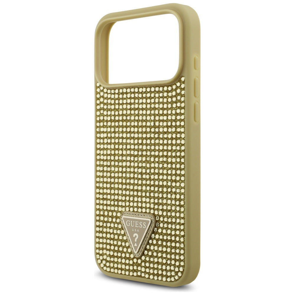 Θήκη για Apple iPhone 17 Pro, Guess, Rhinestone Triangle Logo, Χρυσή