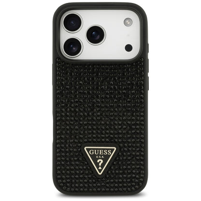 Θήκη για Apple iPhone 17 Pro, Guess, Rhinestone Triangle Logo, Μαύρη
