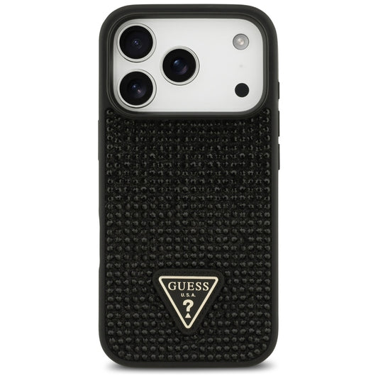 Θήκη για Apple iPhone 17 Pro, Guess, Rhinestone Triangle Logo, Μαύρη