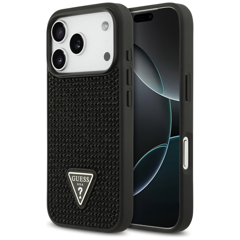 Θήκη για Apple iPhone 17 Pro, Guess, Rhinestone Triangle Logo, Μαύρη