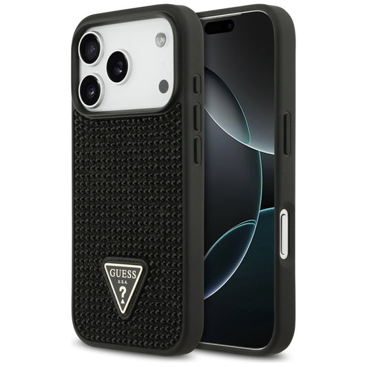 Θήκη για Apple iPhone 17 Pro, Guess, Rhinestone Triangle Logo, Μαύρη