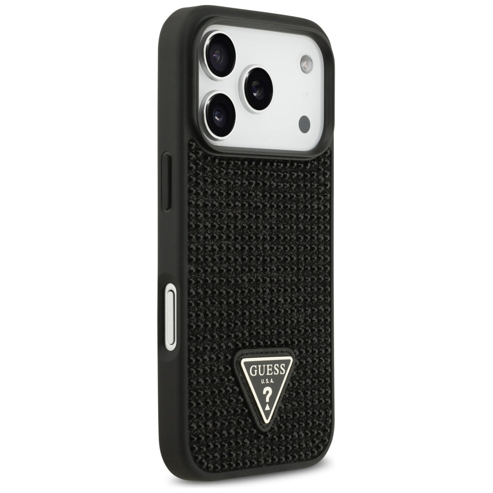 Θήκη για Apple iPhone 17 Pro, Guess, Rhinestone Triangle Logo, Μαύρη