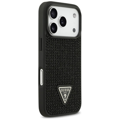 Θήκη για Apple iPhone 17 Pro, Guess, Rhinestone Triangle Logo, Μαύρη