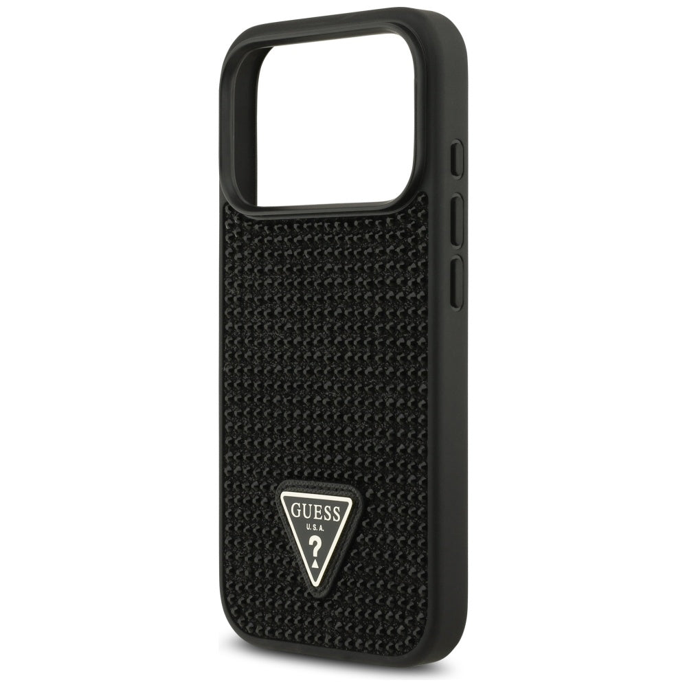 Θήκη για Apple iPhone 17 Pro, Guess, Rhinestone Triangle Logo, Μαύρη