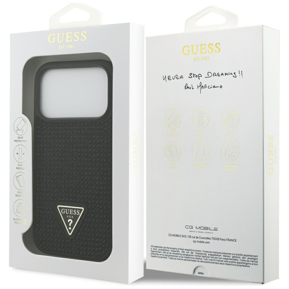 Θήκη για Apple iPhone 17 Pro, Guess, Rhinestone Triangle Logo, Μαύρη