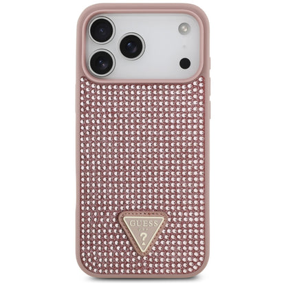 Θήκη για Apple iPhone 17 Pro, Guess, Rhinestone Triangle Logo, Ροζ