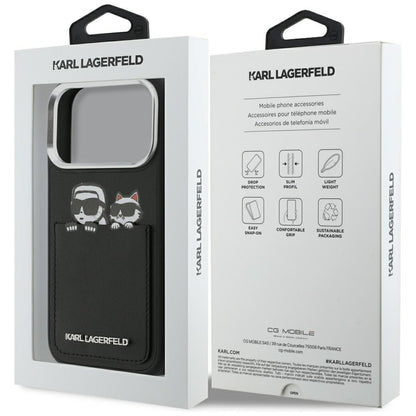 Θήκη για Apple iPhone 17 Pro, Karl Lagerfeld, Karl & Choupette Print with Pocket, Μαύρη