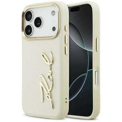 Θήκη για Apple iPhone 17 Pro, Karl Lagerfeld, Script Logo, Μπεζ