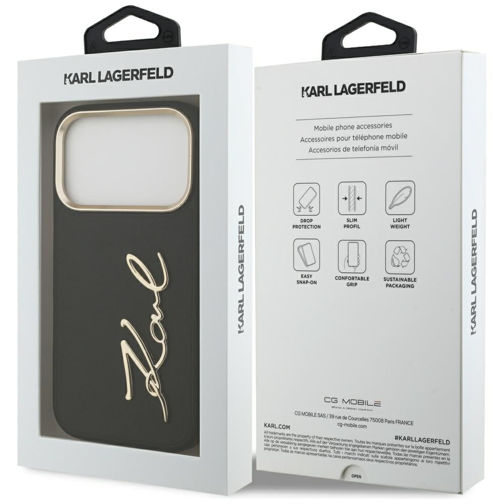 Θήκη για Apple iPhone 17 Pro, Karl Lagerfeld, Script Logo, Μαύρη