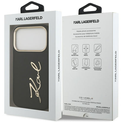 Θήκη για Apple iPhone 17 Pro, Karl Lagerfeld, Script Logo, Μαύρη