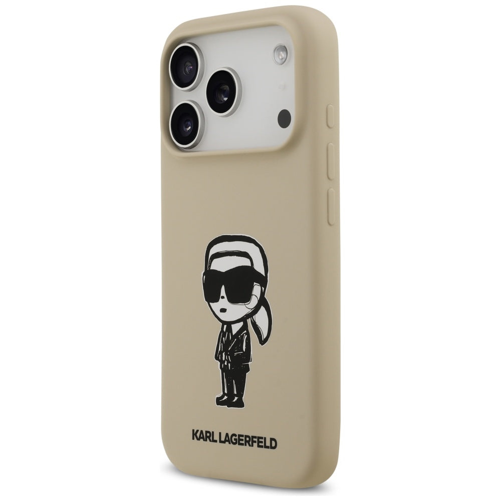 Θήκη για Apple iPhone 17 Pro, Karl Lagerfeld, Sketch and Logo Karl, Καφέ
