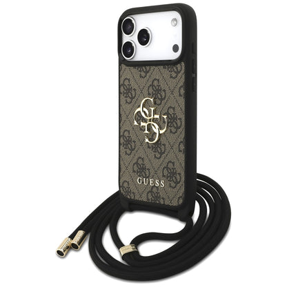 Θήκη για Apple iPhone 17 Pro Max, Guess, 4G CBDY Big Logo with Cord Strap, Καφέ