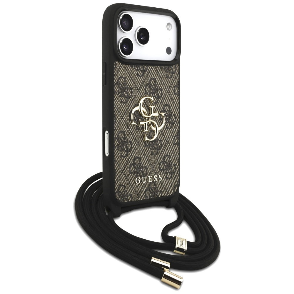 Θήκη για Apple iPhone 17 Pro Max, Guess, 4G CBDY Big Logo with Cord Strap, Καφέ
