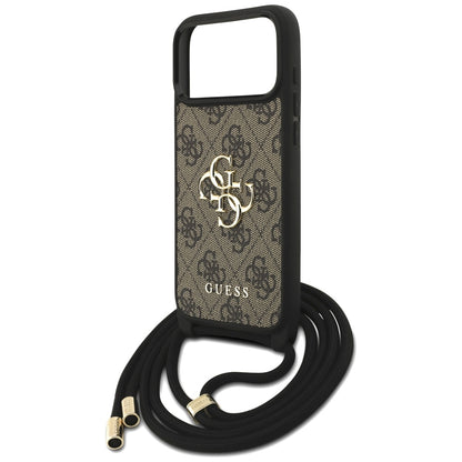 Θήκη για Apple iPhone 17 Pro Max, Guess, 4G CBDY Big Logo with Cord Strap, Καφέ