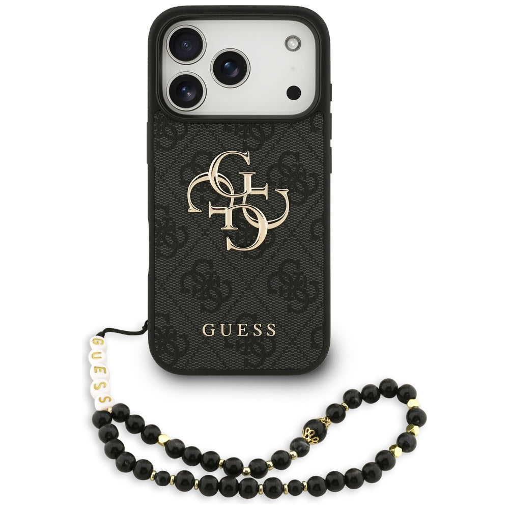 Θήκη για Apple iPhone 17 Pro Max, Guess, 4G Classic Logo με Λουράκι, Μαύρη