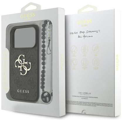 Θήκη για Apple iPhone 17 Pro Max, Guess, 4G Classic Logo με Λουράκι, Μαύρη