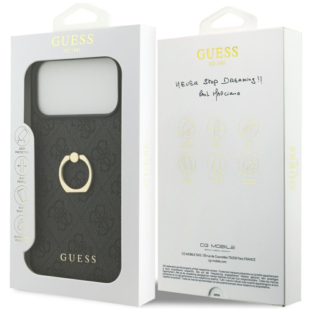 Θήκη για Apple iPhone 17 Pro Max, Guess, 4G Ring Stand, Μαύρη