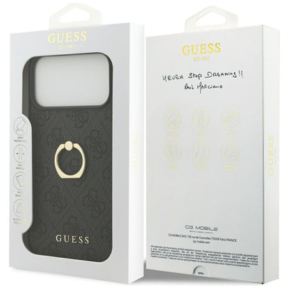 Θήκη για Apple iPhone 17 Pro Max, Guess, 4G Ring Stand, Μαύρη