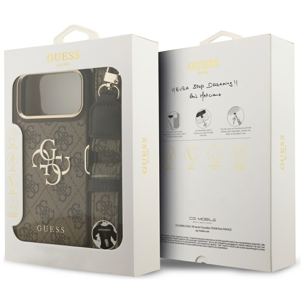 Θήκη για Apple iPhone 17 Pro Max, Guess, Big 4G Classic Logo with Big Strap, Καφέ