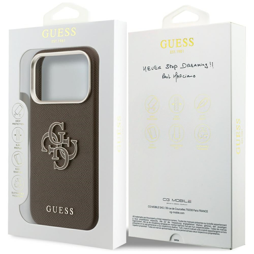Θήκη για Apple iPhone 17 Pro Max, Guess, Resin Logo, Καφέ