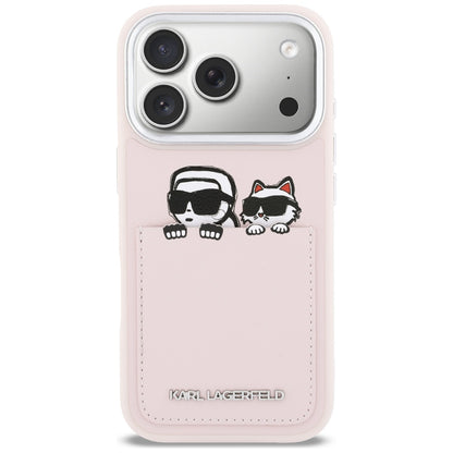 Case for Apple iPhone 17 Pro Max, Karl Lagerfeld, Karl & Choupette Print with Pocket, Pink